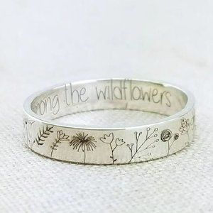 925 Sterling Silver Wildflowers Dandelion Flower Engraved Ring